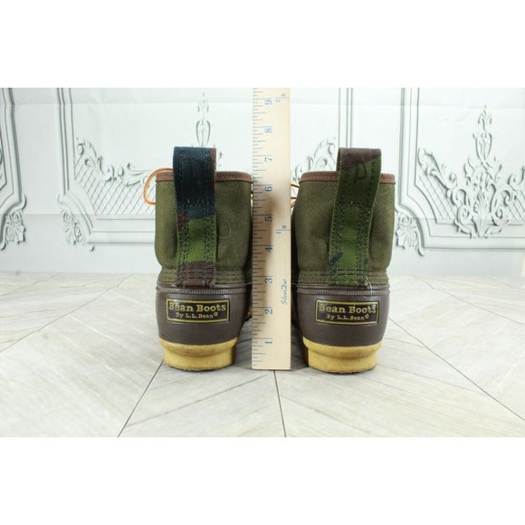 LL BEAN Green Canvas Lace Up Insulated Duck Boots Size 9 - Picture 6 of 9